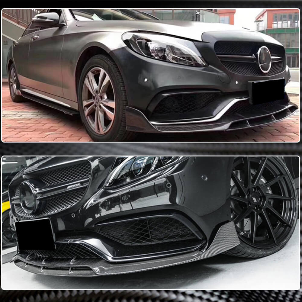 Front Bumper Lip V4 for SD C63 AMG 2015-2019 Carbon for Mercedes C-сlass W205 2014-2021 - image 5