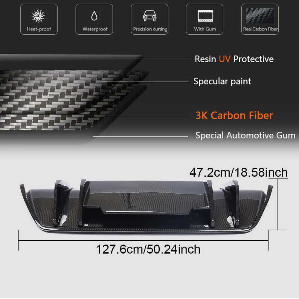 Rear Bumper Diffuser Dry Carbon Fiber for Audi R8 2006-2015 - image 5