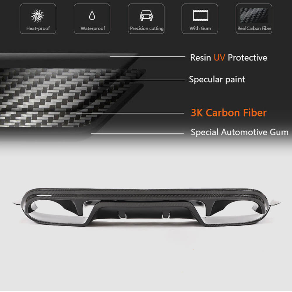 Rear Bumper Diffuser V3 for Q50 Base/Sport 2014-2017, Carbon for Infiniti Q50/Q60 2013-2024 - image 5