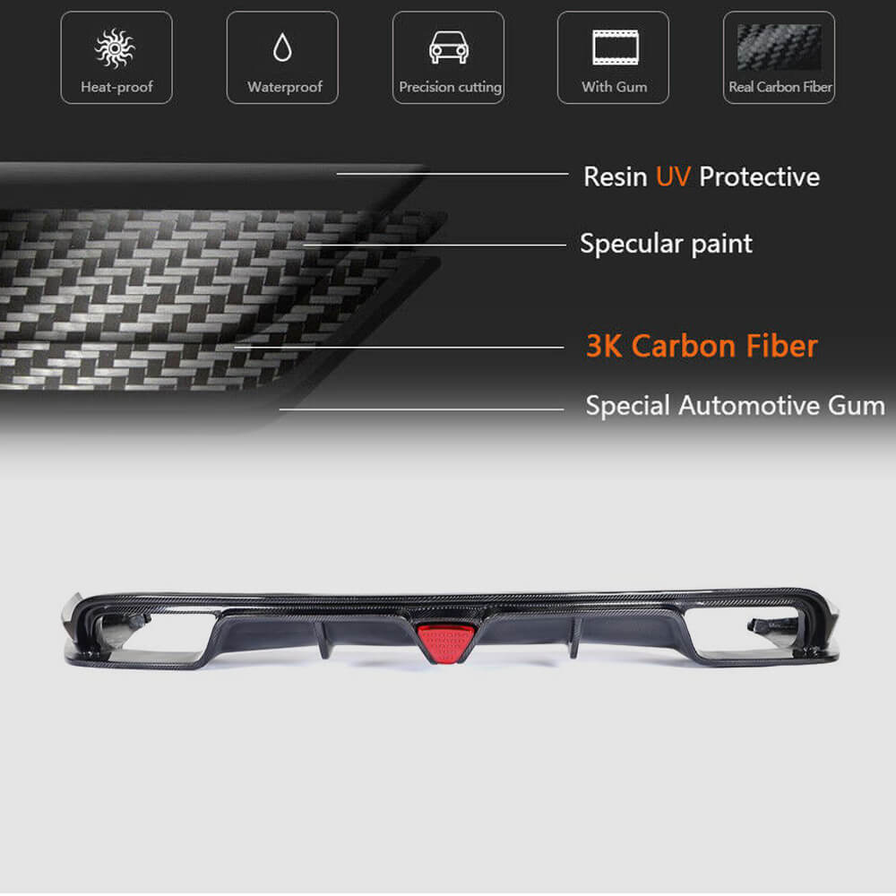 Rear Bumper Diffuser V1 for S/S Q4 2017-2020 Carbon for Maserati Quattroporte 2013-2023 - image 5