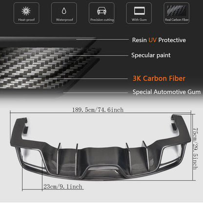 Rear Bumper Diffuser V1 (2015-2017, Carbon) for Ford Mustang 2015-2023 - image 5