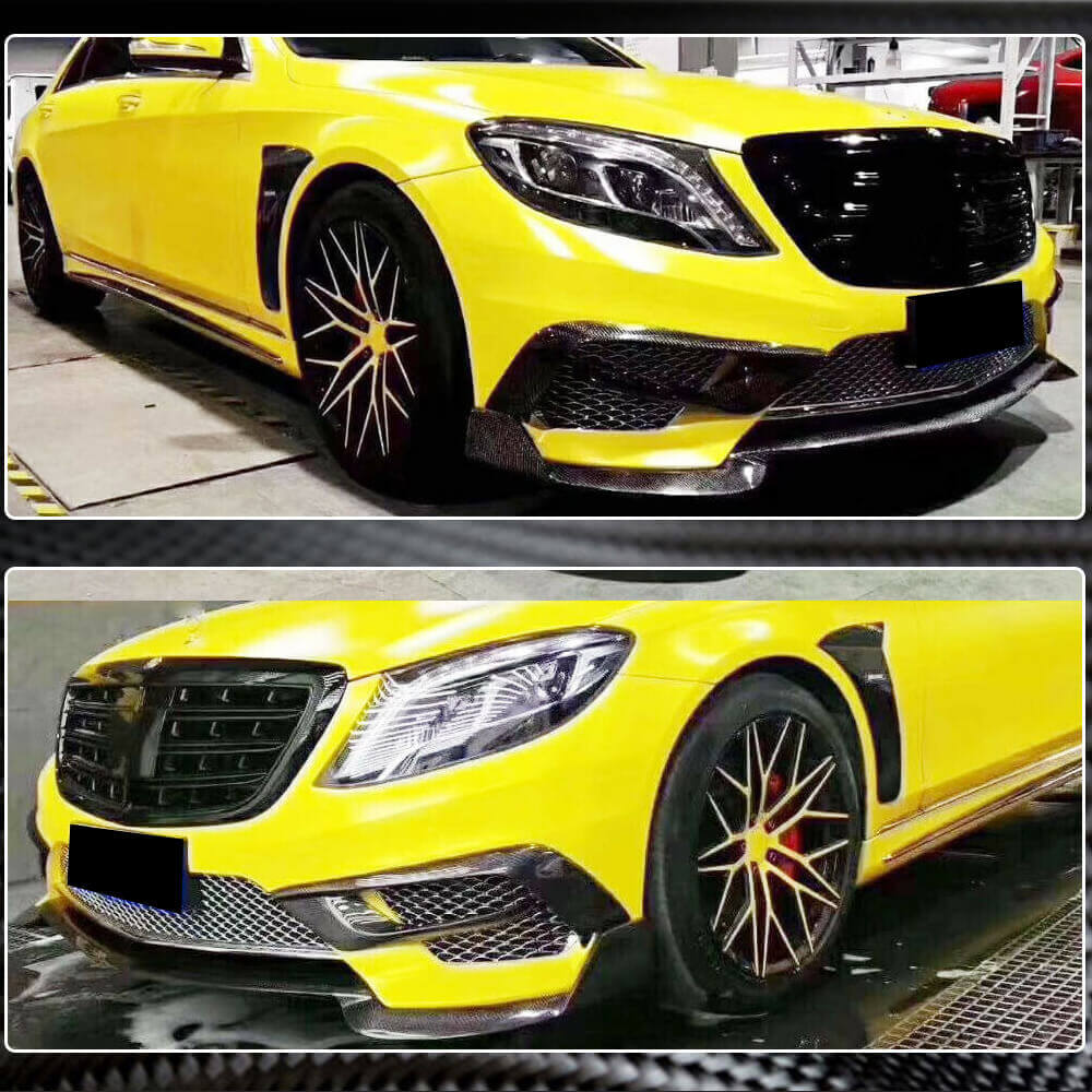 Front bumper extensions V1 for S63 AMG 2014-2017 Carbon for Mercedes S-сlass W222 2013-2020 - image 5