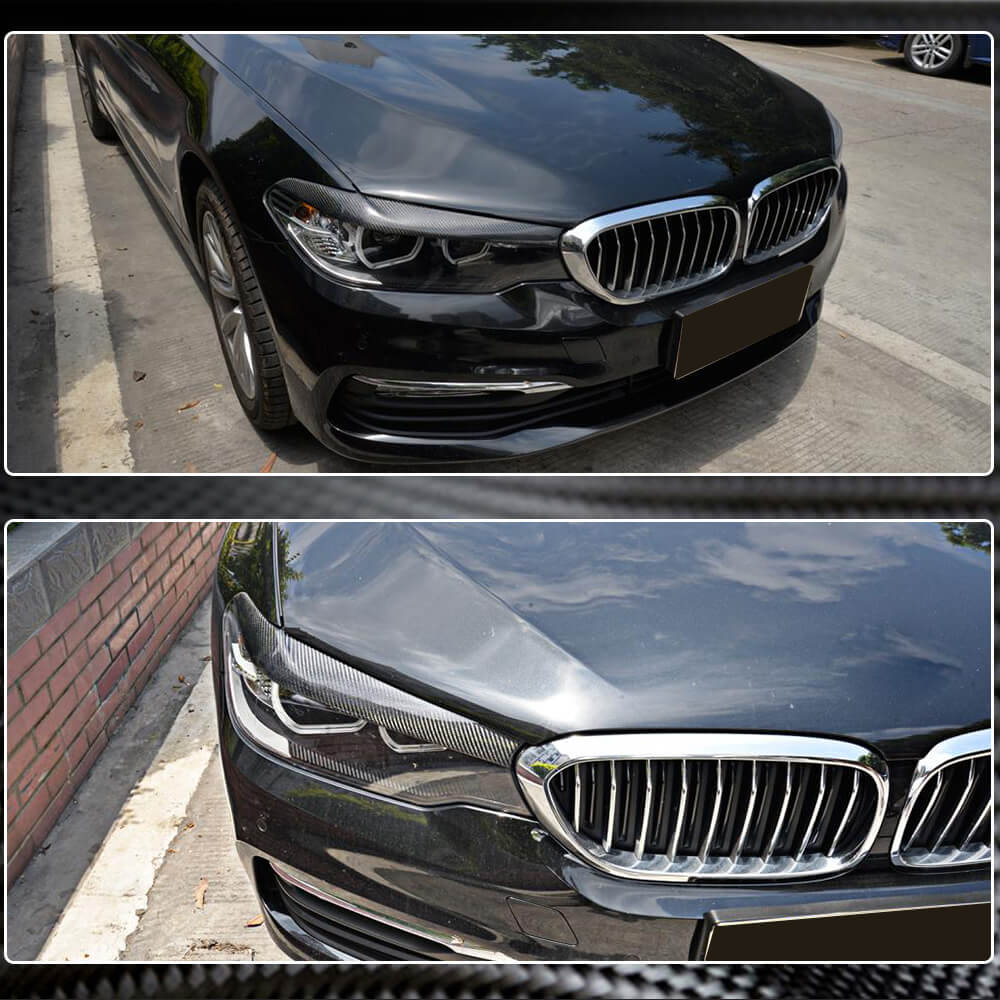 Headlight Lamp Eyelid Eyebrows Dry Carbon Fiber (2017-2020) for BMW 5 Series G30/31 2017-2023 - image 5