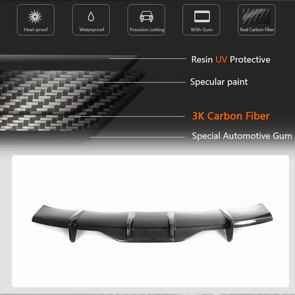 Rear Bumper Diffuser Carbon Fiber (for Plaid 2021-2024) for Tesla Model S - image 5