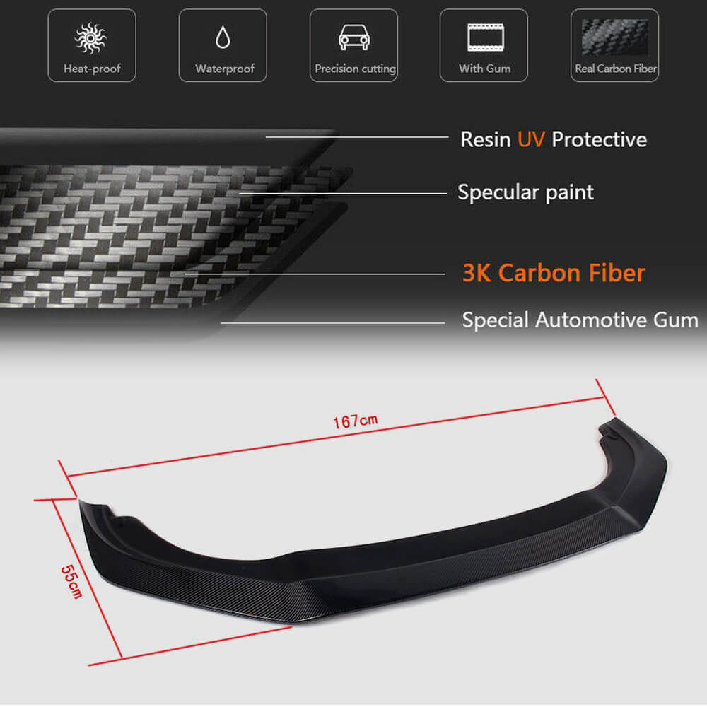 Front Bumper Lip V2 for R HB 2010-2013 Carbon for Volkswagen Golf 6 2008-2014 - image 5