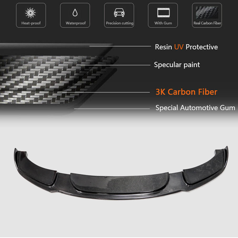 Front Bumper Lip V2 for F10 M-Sport, Carbon for BMW 5 Series F10/F11 2010–2016 - image 5