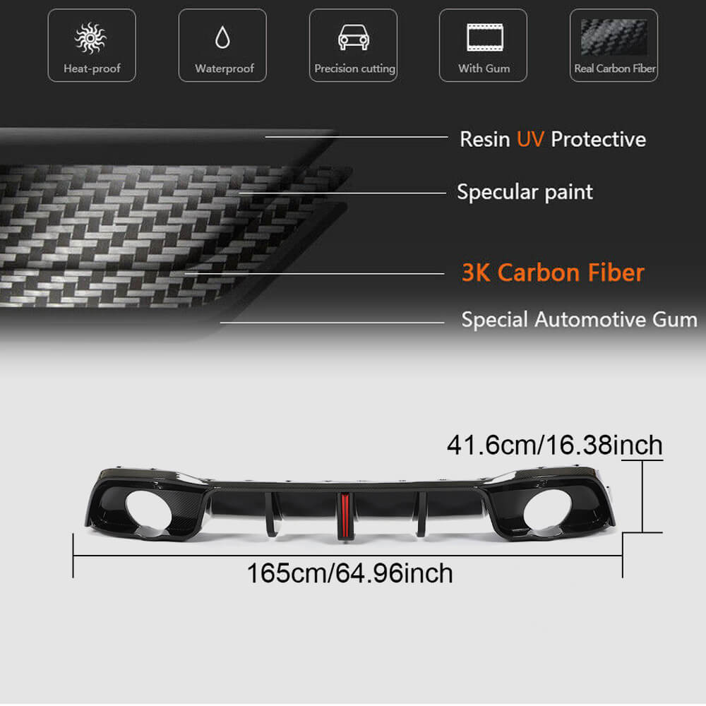 Rear Bumper Diffuser (for GTI HB, Dry Carbon) for Volkswagen Golf 8 2019- - image 5