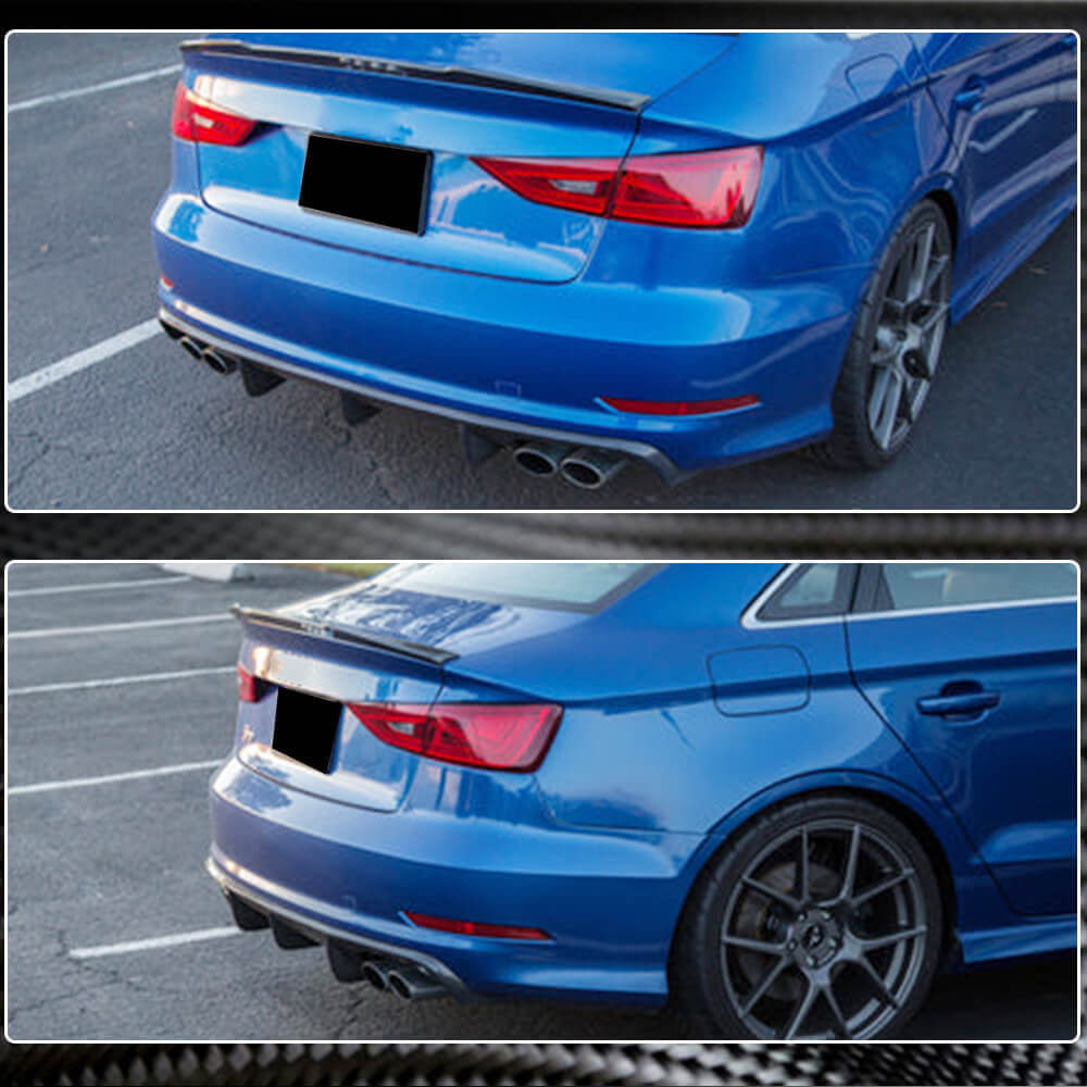 Rear Bumper Diffuser V2 (for S-Line Sedan 2012-2016, Carbon) for Audi A3 2012-2020 - image 5