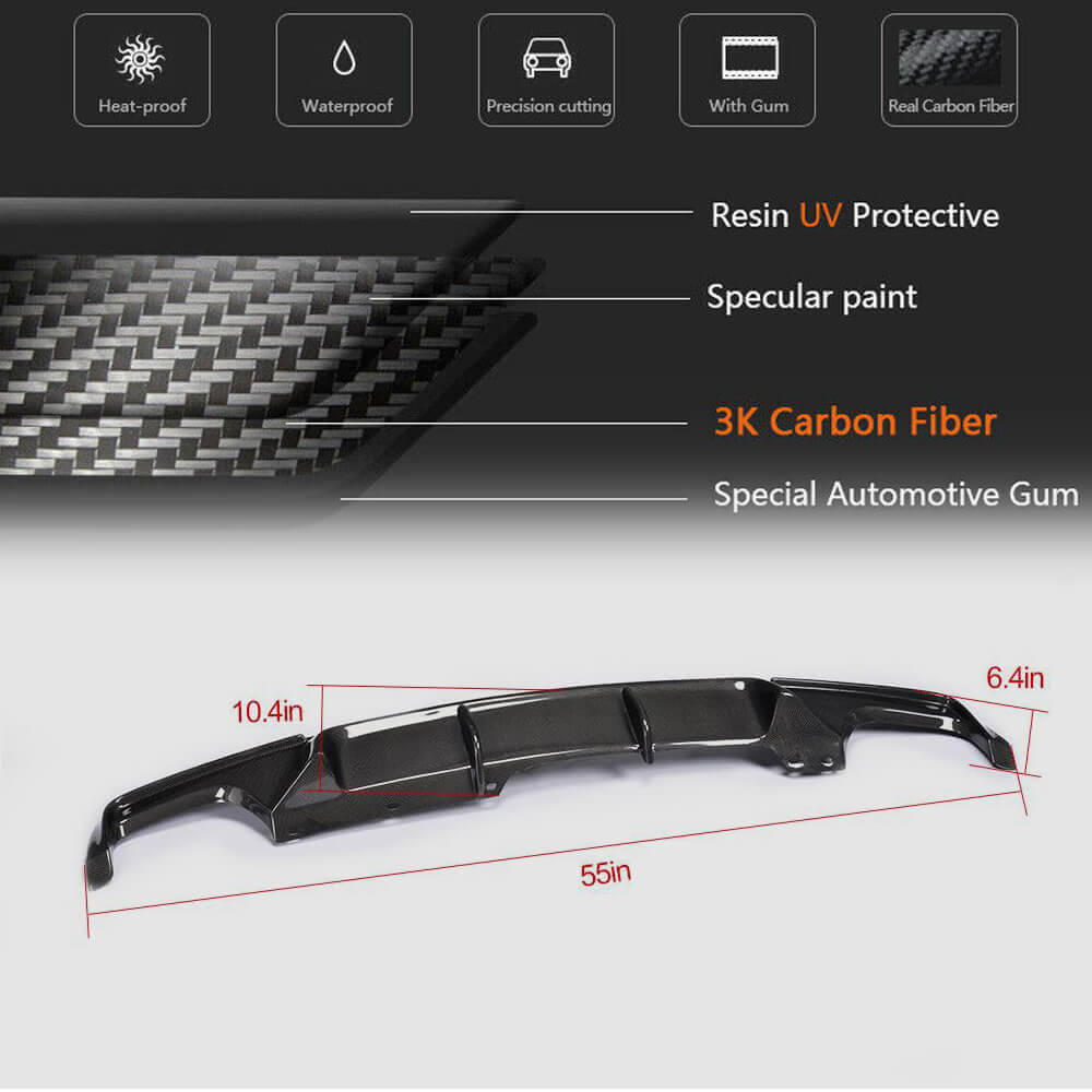 Rear Bumper Diffuser Carbon Fiber V5 (M-Sport) for BMW 5 series F-10/11/07 2010-2016 - image 5