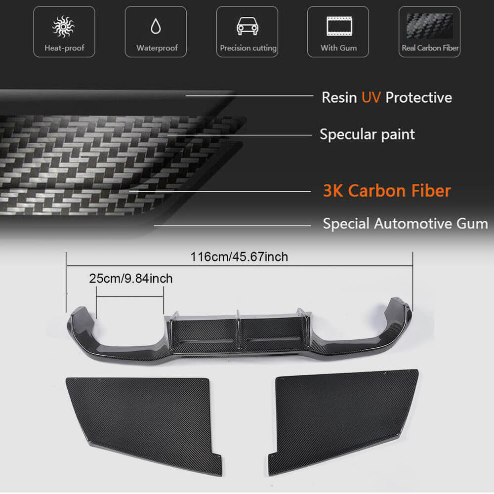 Rear Diffuser V3 (for F87 M2/M2C, Carbon) for BMW 2 Series F22/F23 2014-2021 - image 5