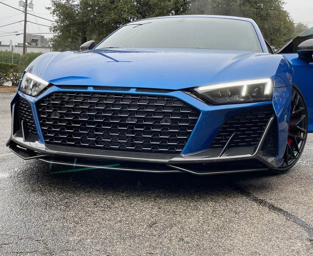 Front Bumper Lip V1 Overlay (Carbon) for Audi R8 2015- - image 5