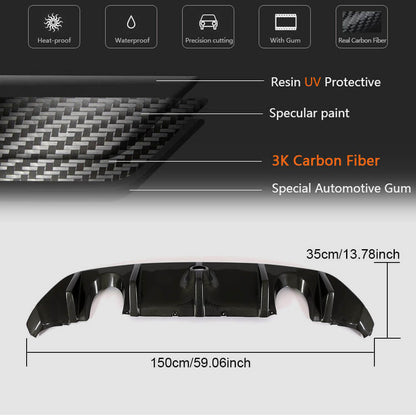 Rear Bumper Diffuser (for RS 2015-2017, Carbon) for Ford Focus III 2011-2017 - image 5