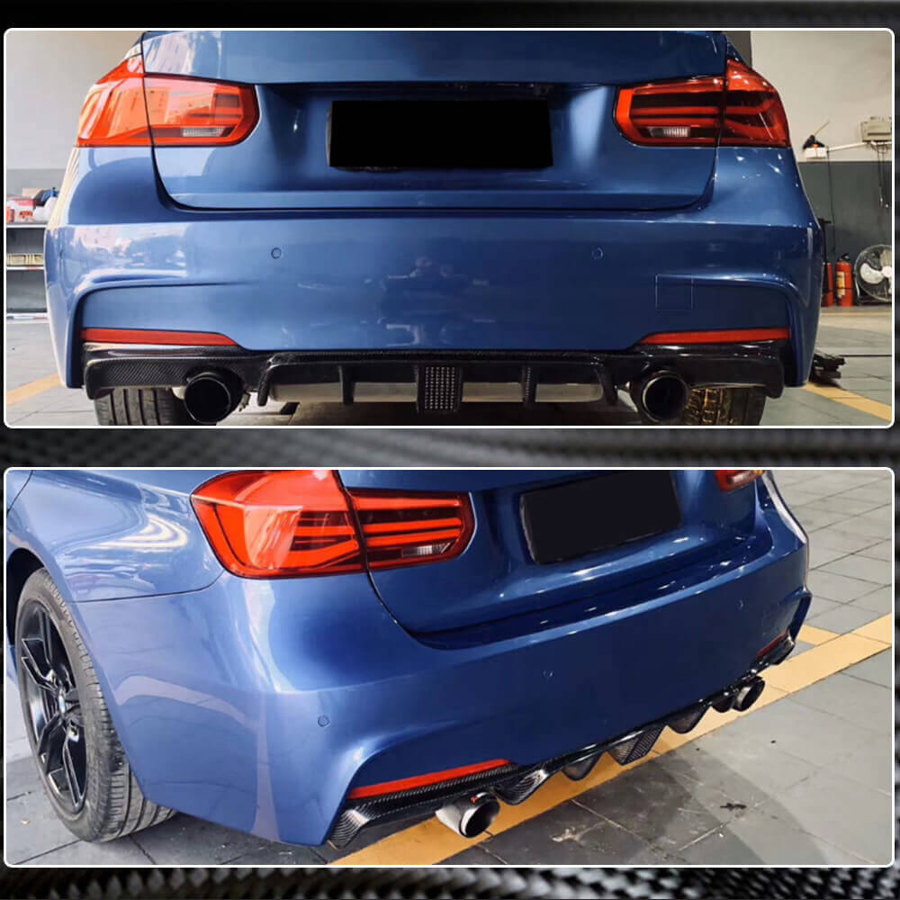 Rear Bumper Diffuser With brake light Carbon Fiber V9 (for M-Sport) for BMW 3 series F-30/31/34 2012-2019 - image 5