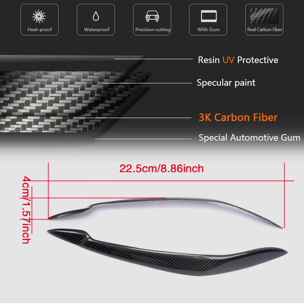 Headlight Eyebrows Lamp Eyelids Carbon Fiber for BMW X5 E-70 2007-2013 - image 5