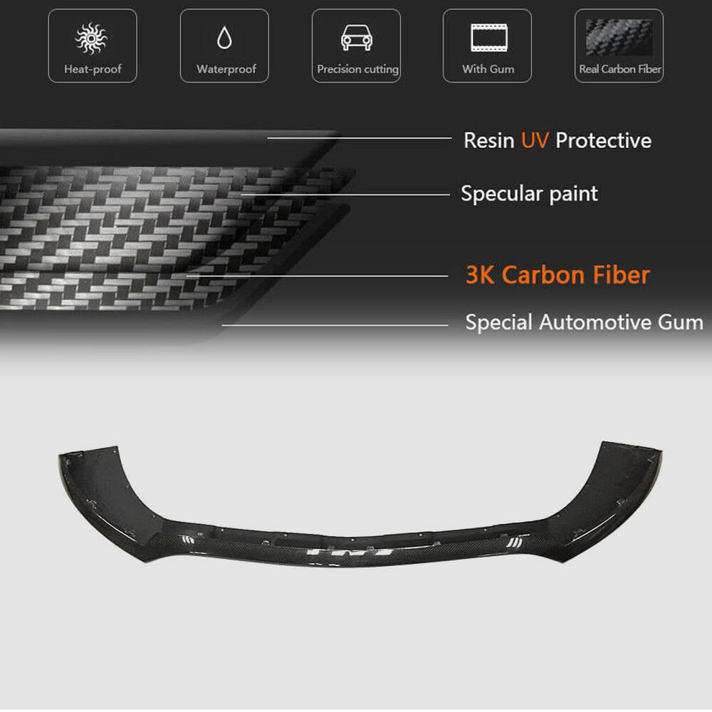 Front Bumper Lip Spoiler (for GLA45 AMG 2013-2016, Carbon) for Mercedes GLA X156 2014-2019 - image 5
