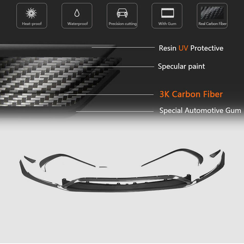 Cover on the front bumper Lip (for AMG-Line / A45 AMG HB 2016-2018, Carbon) for Mercedes A-class W176 2012-2018 - image 5