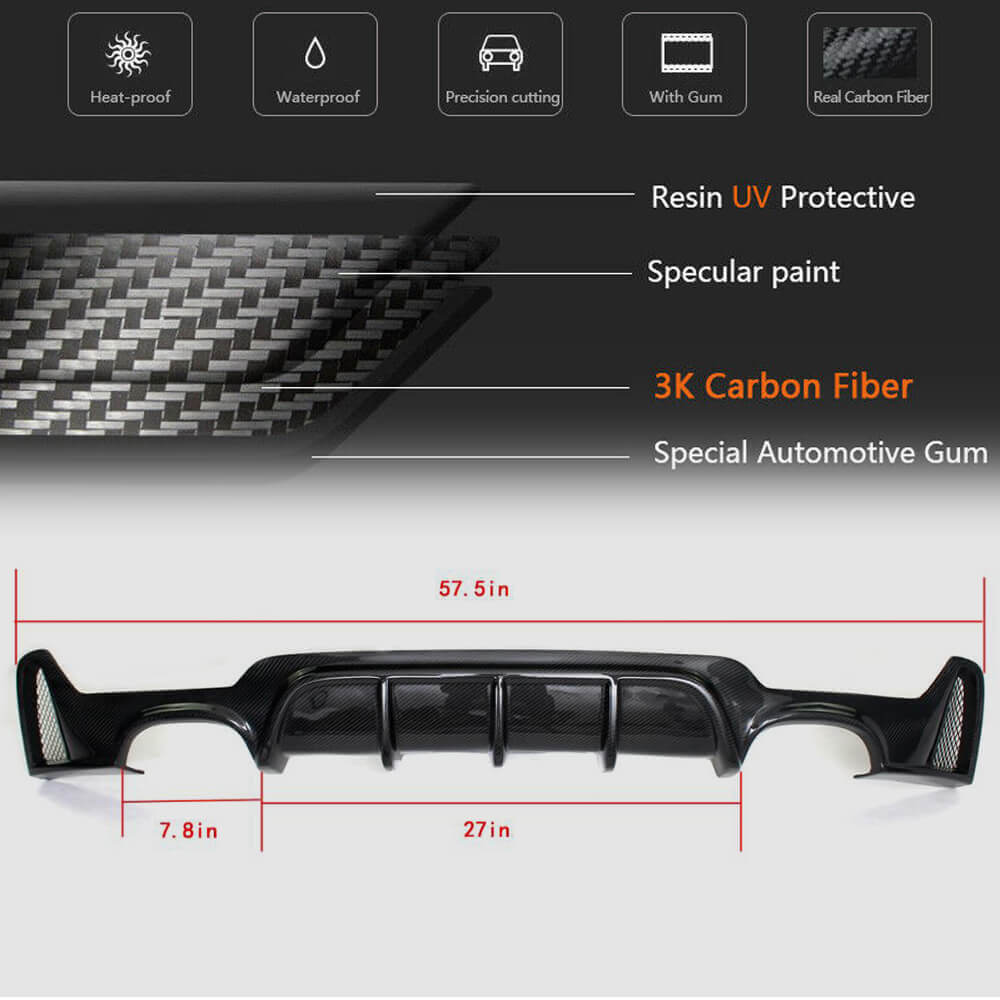 Rear Bumper Diffuser V1 (for M-Sport, Carbon) for BMW 4 Series F32/F33/F36 2012-2020 - image 5