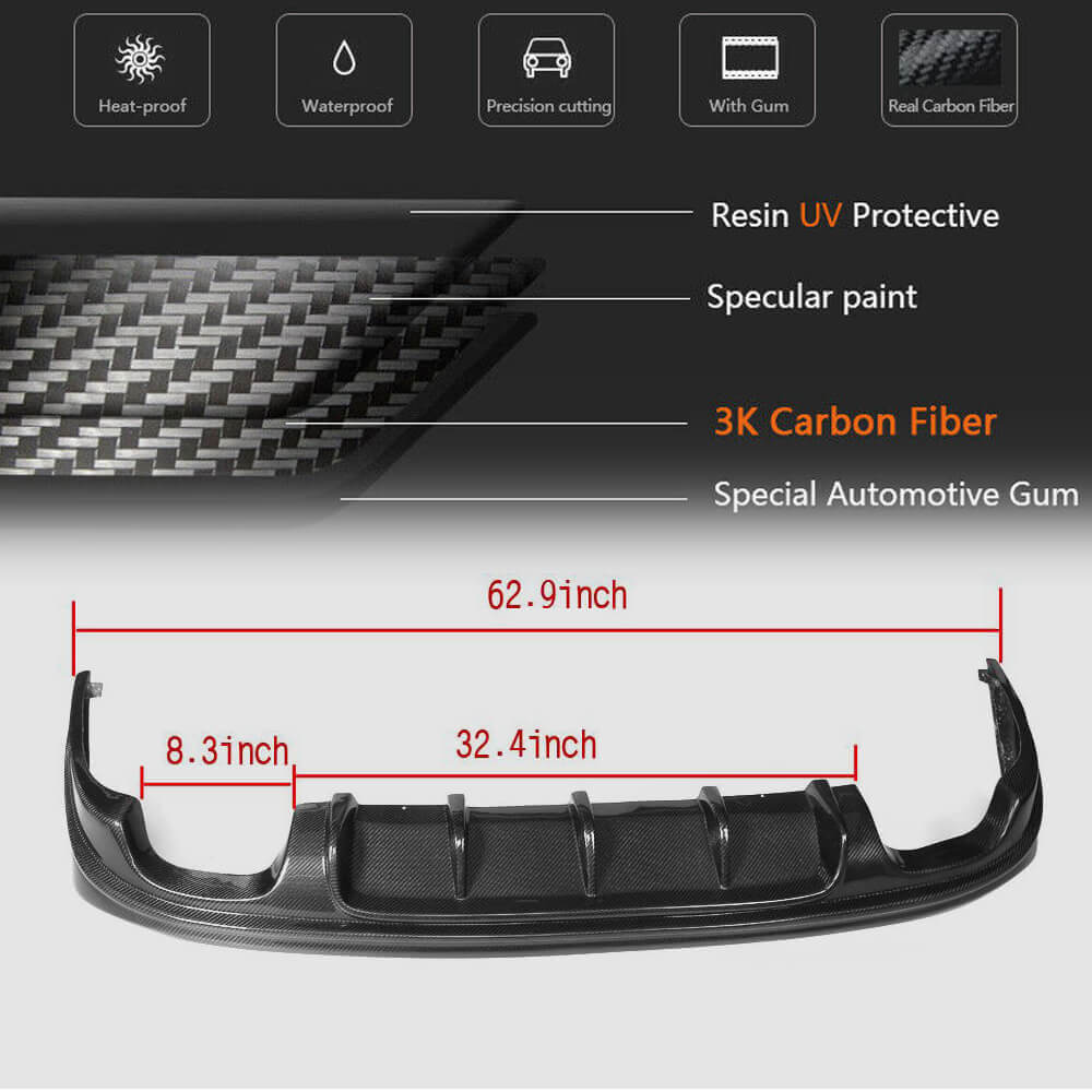 Rear Bumper Diffuser V2 for Base/F-Sport 2013-2016, Carbon for Lexus IS 2013- - image 5