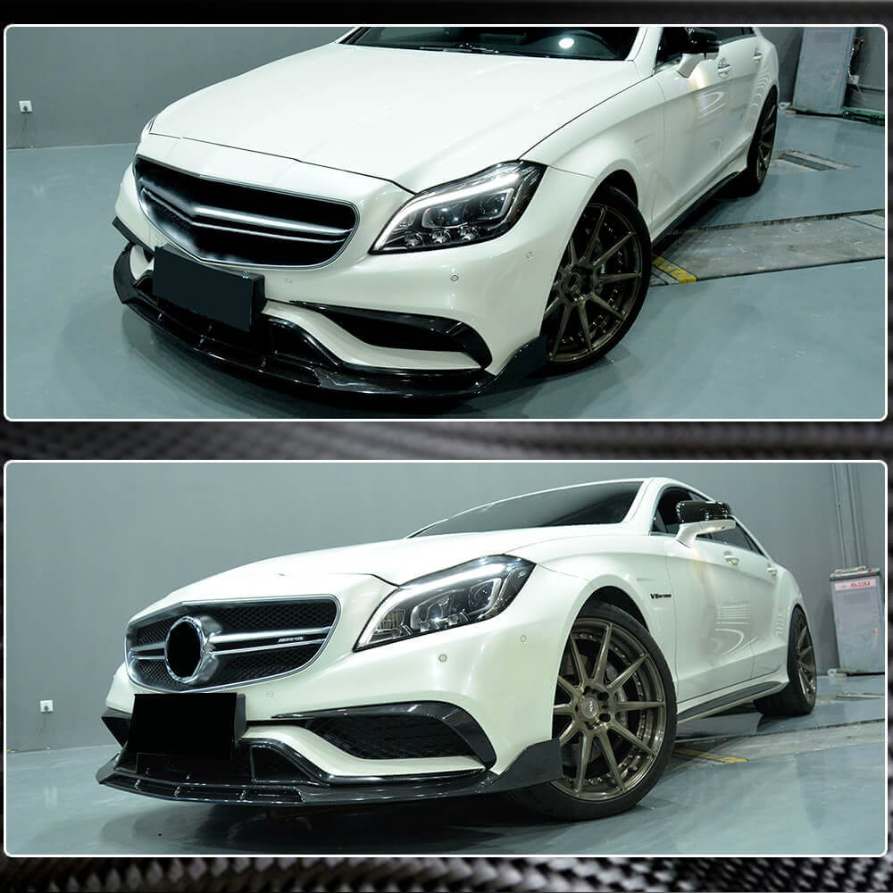 Front Bumper Lip V1 Add-on (for CLS63 AMG SD 2015-2018, Carbon) for Mercedes CLS C218 2011-2018 - image 5