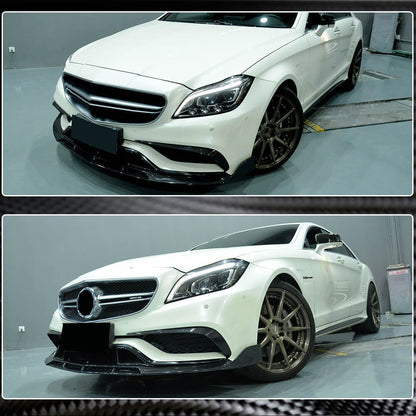 Front Bumper Lip V1 Add-on (for CLS63 AMG SD 2015-2018, Carbon) for Mercedes CLS C218 2011-2018 - image 5