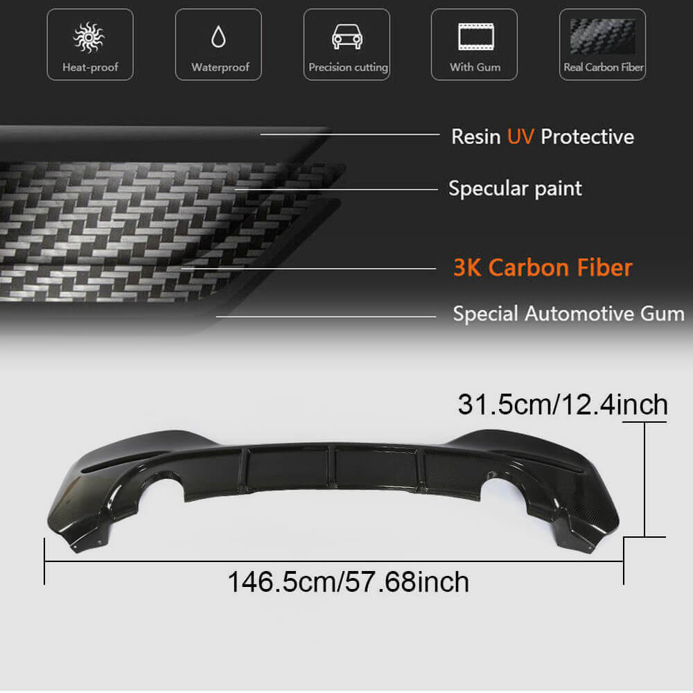 Rear Bumper Diffuser Carbon Fiber (2015-2019, M Sport) for BMW 1 series F20/21 2011-2019 - image 5