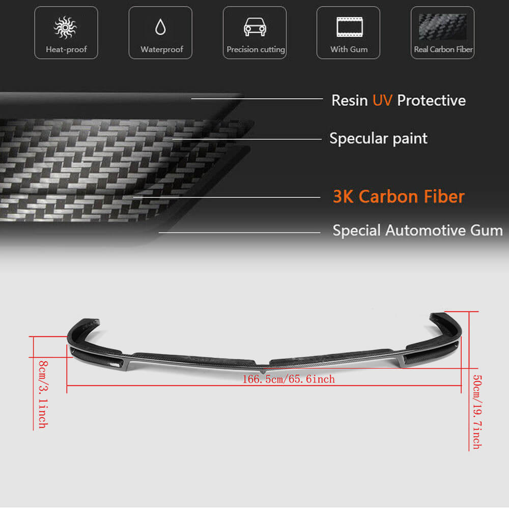 Front Bumper Lip V1 for AMG 2012-2014 Carbon for Mercedes C-class W204 2007-2015 - image 5