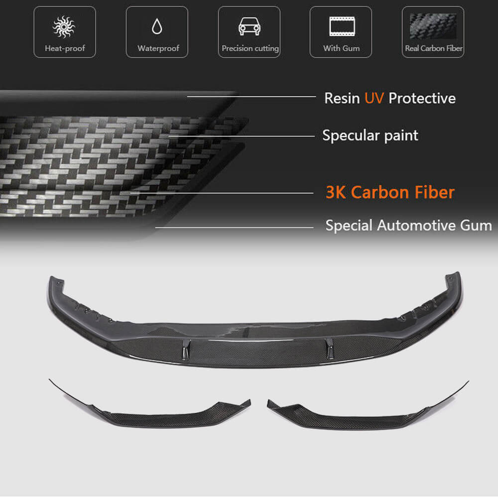 Front Bumper Lip V1 for M-Sport 2021-2024, Carbon for BMW 5 Series G30/G31 2017-2023 - image 5