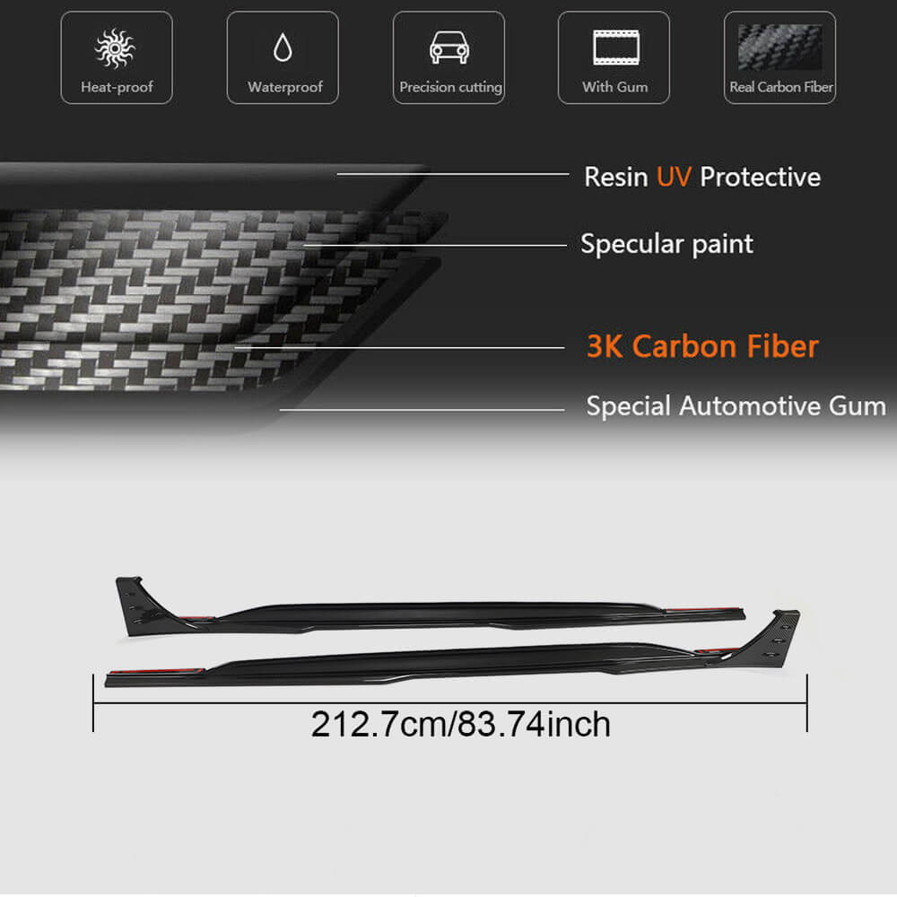 Side Skirts Dry Carbon Fiber for Audi A6 C8 2018- - image 5