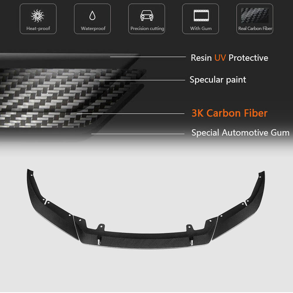 Front Bumper Lip V6 for M5 F90 2020-2024 Carbon for BMW 5 Series G30/G31 2017-2023 - image 5