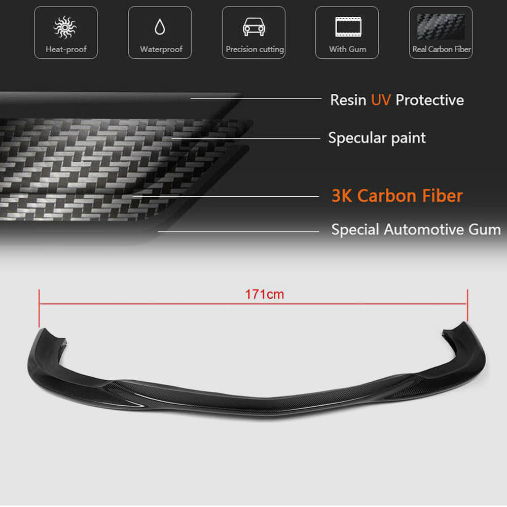 Lip V3 front bumper cover (for AMG 2008-2011, Carbon) for Mercedes C-class W204 2007-2015 - image 5