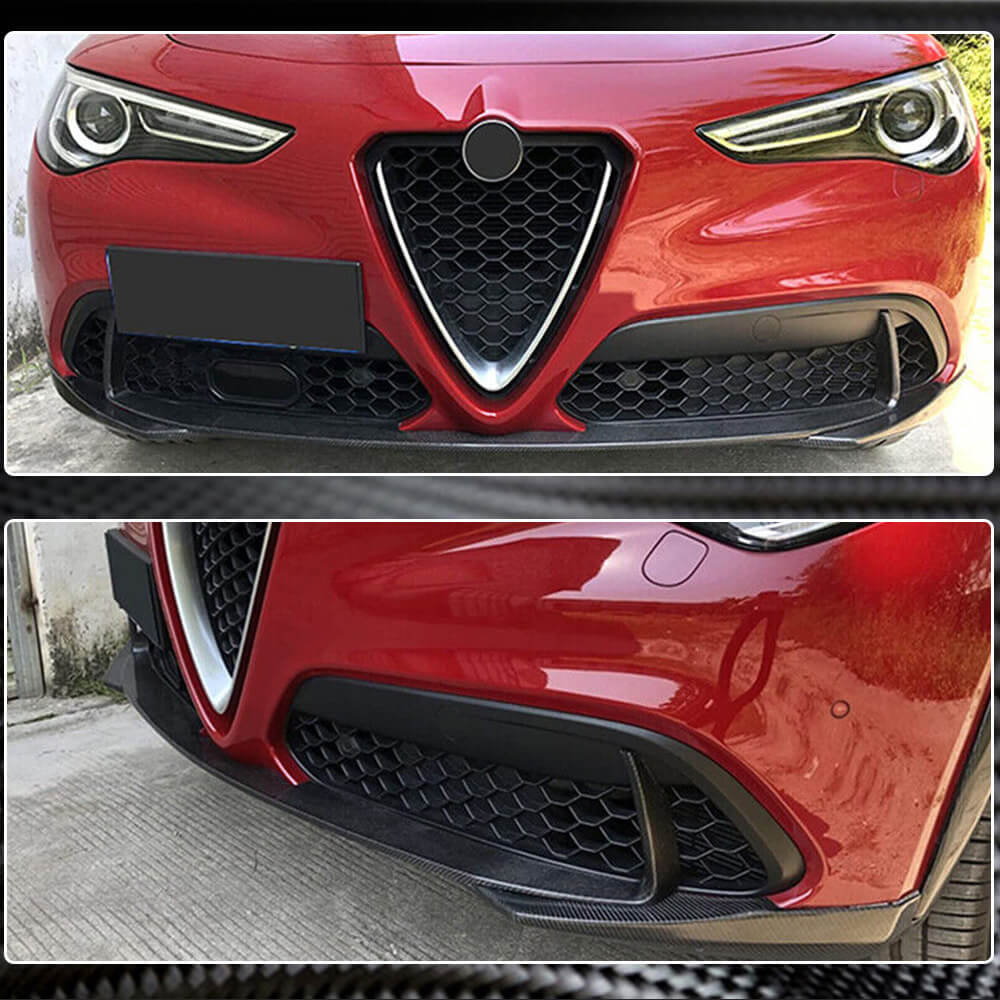 Front lip spoiler (for Base, 2017-2023, Carbon) for Alfa Romeo Stelvio 2016- - image 5