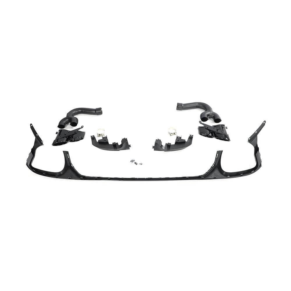 Rear bumper diffuser with nozzles (Black) for Audi Q8 2018- - image 5