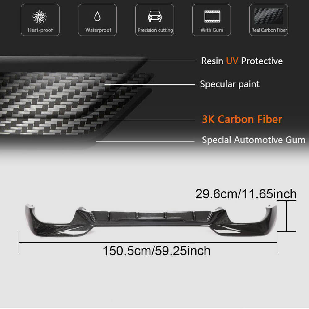 Rear Bumper Diffuser (for M340i 2018-2022, Carbon) for BMW 3 Series G20/G21 2018- - image 5