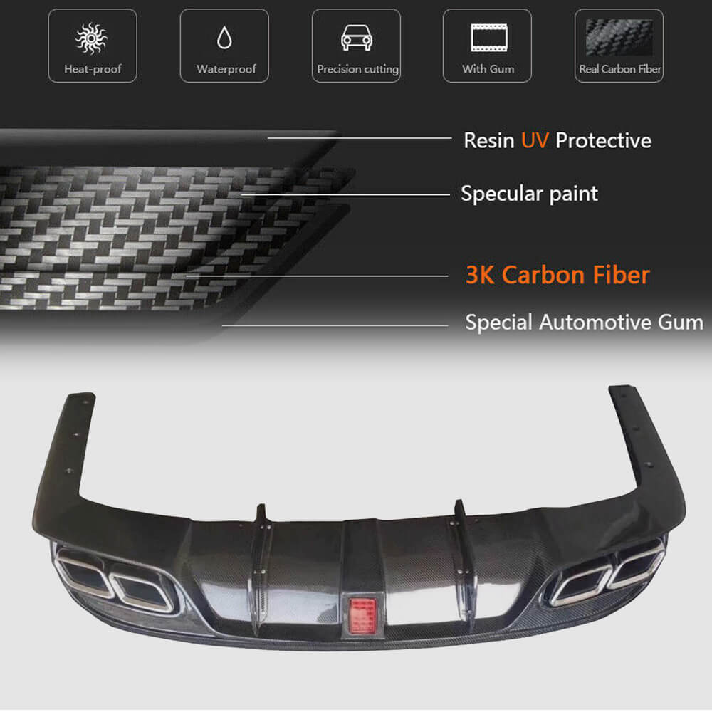 Rear Bumper Diffuser for AMG-Line 2014-2016, Carbon for Mercedes E-сlass coupe C207 2010-2017 - image 5