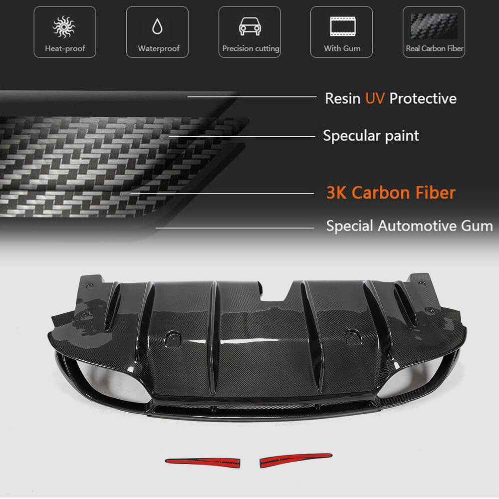 Rear Bumper Diffuser V1 (for Base, Carbon) for Alfa Romeo Giulia 2016-2022 - image 5