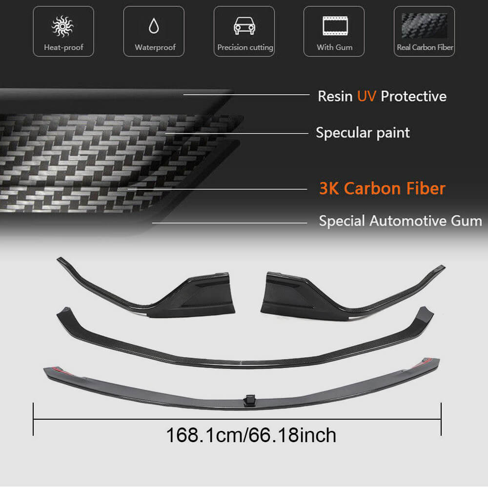 Cover on the front bumper Lip V2 (Carbon) for Toyota Supra 2019- - image 5