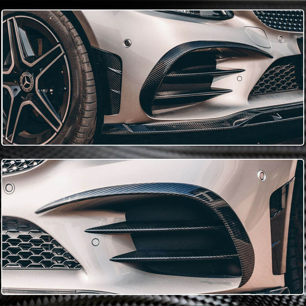 Covers on the front bumper V2 (for C43 AMG 2019-2021, Carbon) for Mercedes C-class W205 2014-2021 - image 5