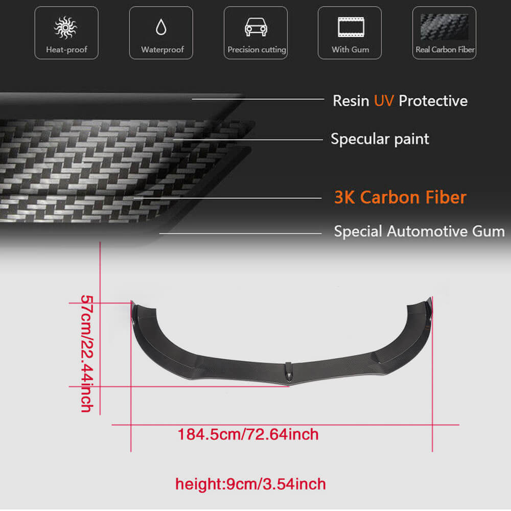 Front Bumper Lip Spoiler (for Base SD 2015-2018, Carbon) for Mercedes CLS C218 2011-2018 - image 5