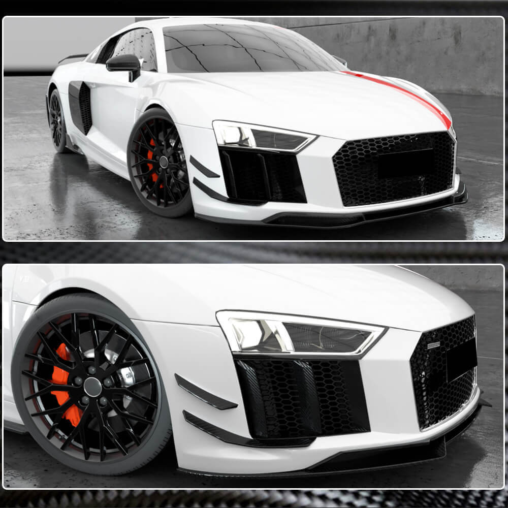Front Bumper Fins Carbon Fiber for Audi R8 2015- - image 5