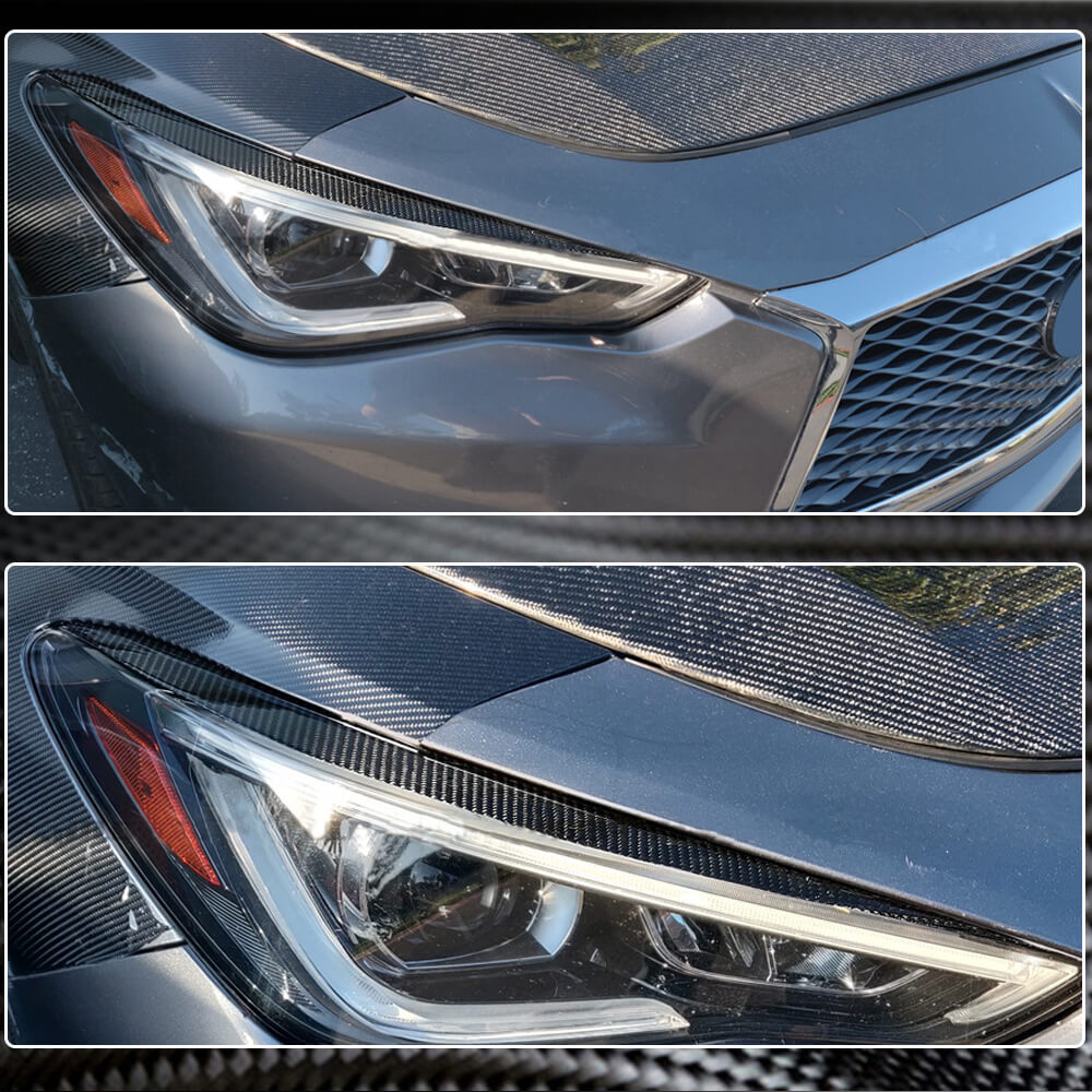 Eyelashes on headlights (for Q60 2016-2022, Carbon) for Infiniti Q50/Q60 2013-2024 - image 5