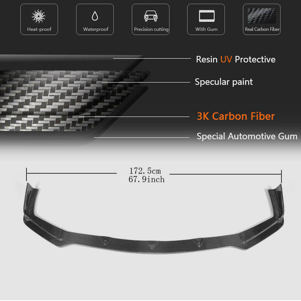 Lip V2 front bumper cover (for Q50 Sport 2014-2017, Carbon) for Infiniti Q50/Q60 2013-2024 - image 5