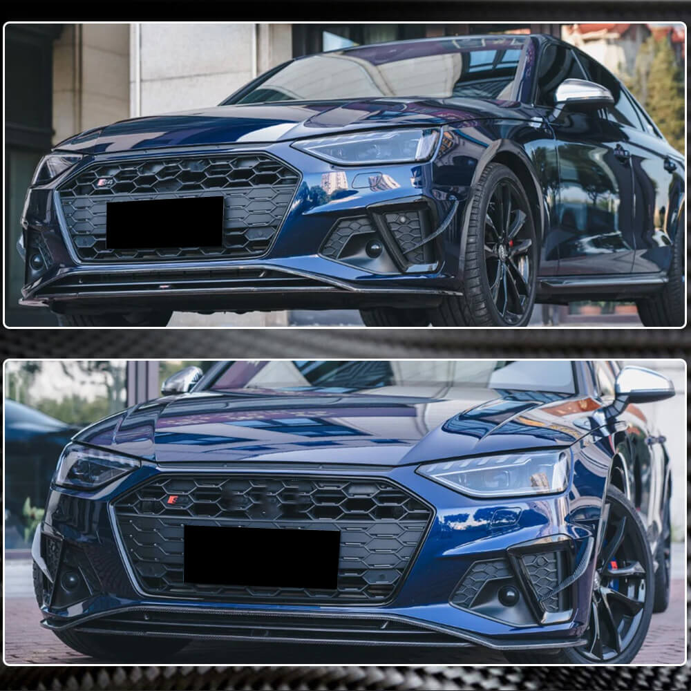Front bumper lip Lip V2 (for S-Line Sedan 2019-2024, Carbon) for Audi A4 B9 2015-2024 - image 5