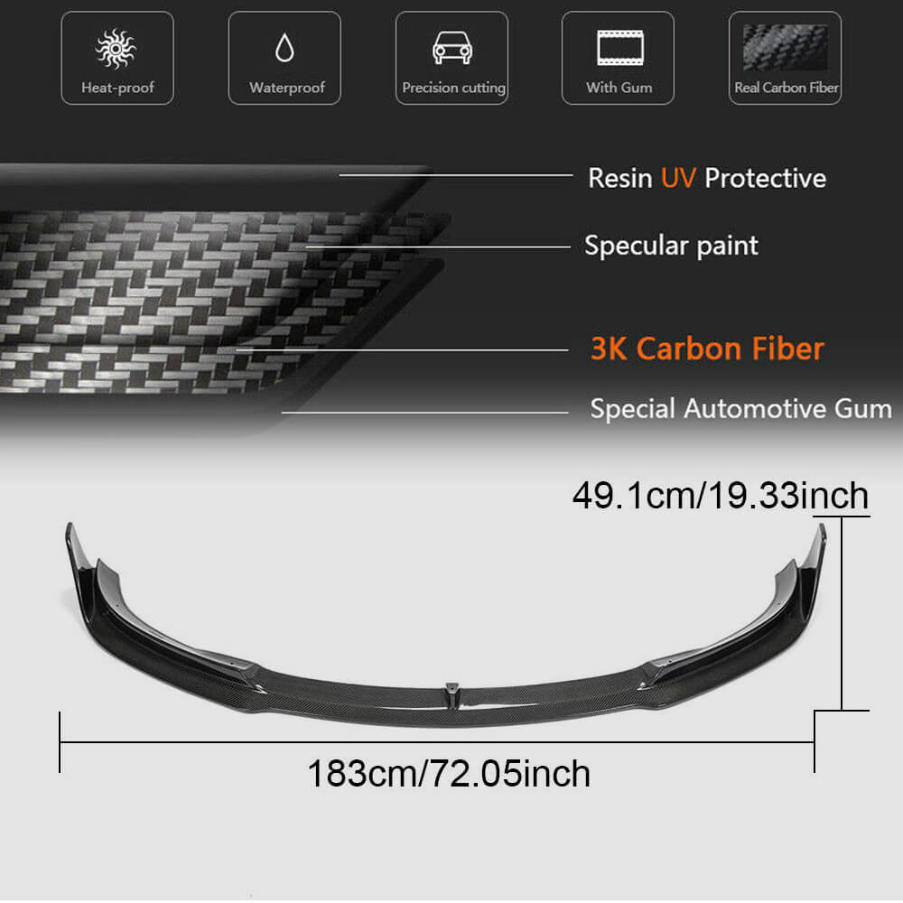 Front Bumper Lip Carbon Fiber V1 (2016-2022) for Tesla Model 3 - image 5