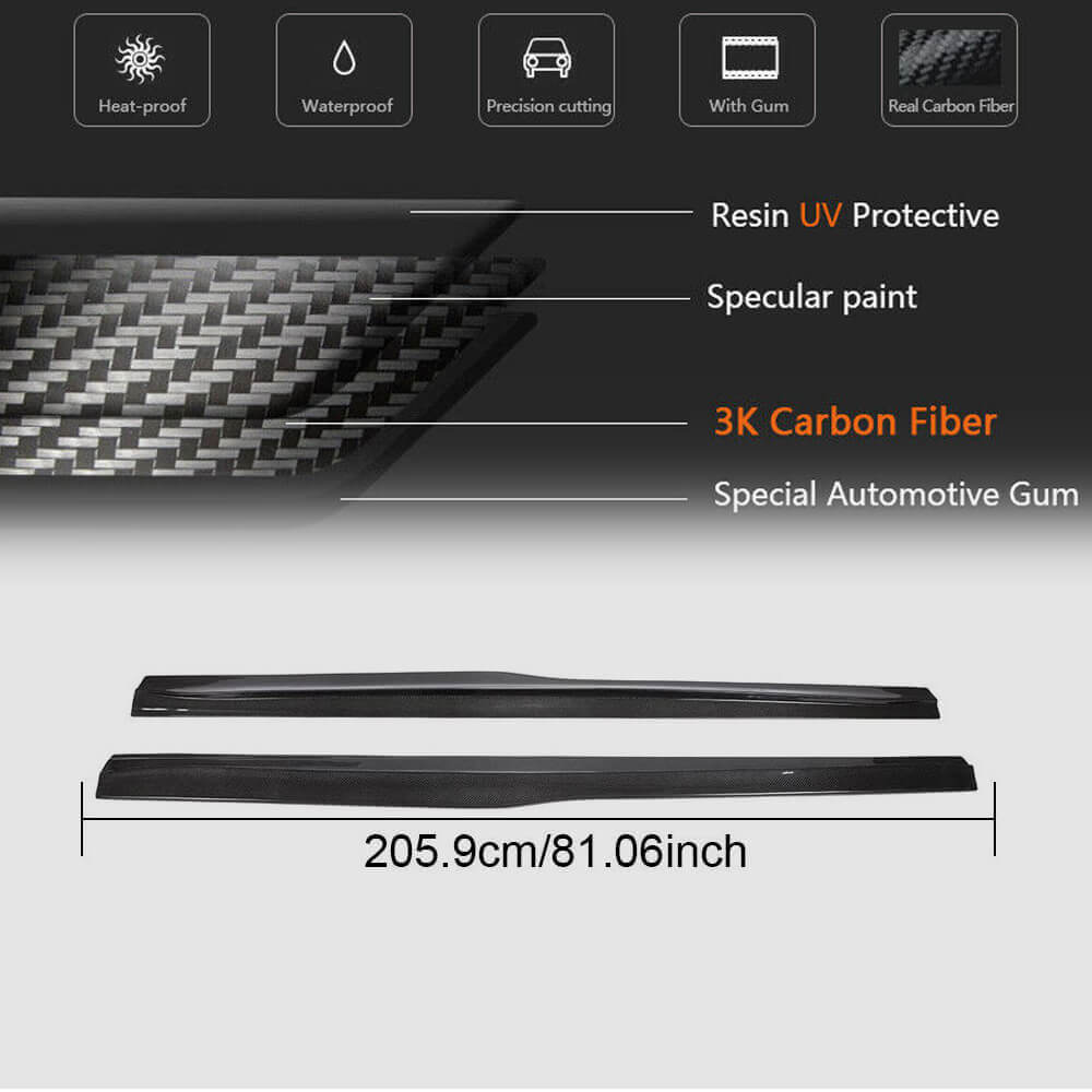 Side Skirts Carbon Fiber V2 (for F80) for BMW 3 series F-30/31/34 2012-2019 - image 5