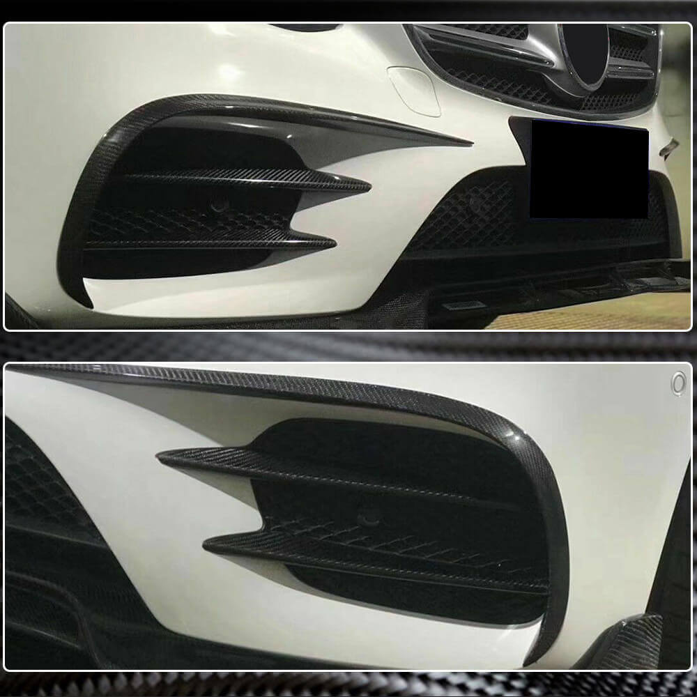 Covers on the front bumper V1 (for E43 AMG 2016-2019, Carbon) for Mercedes E-class W213 2016-2023 - image 5