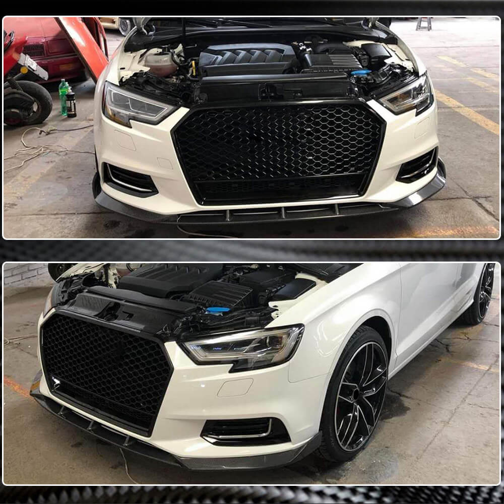 Front Bumper Lip Lip V1 (for Base 2017-2020 Sedan, Carbon) for Audi A3 2012-2020 - image 5