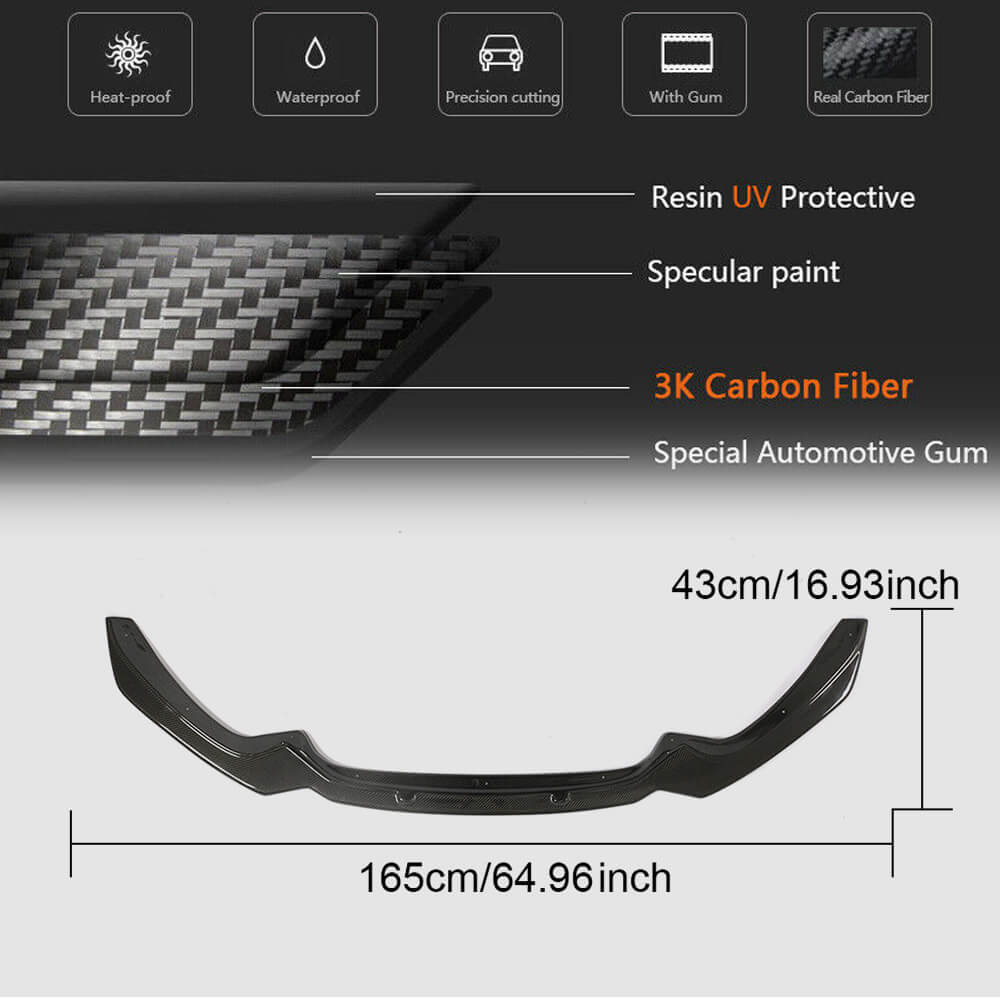 Front Bumper Lip V1 for M-Sport 2015-2019, Carbon for BMW 1 Series F20/21 2011-2019 - image 5