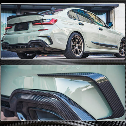 Rear Bumper Flap Extensions (for M-Sport 2018-2022, Carbon) for BMW 3 Series G20/21 2018- - image 5