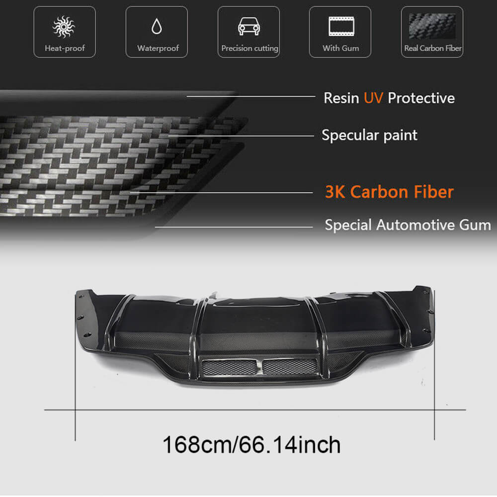 Rear Bumper Diffuser V2 (for Coupe/Cabriolet C63 AMG 2015-2019, Carbon) for Mercedes C-сlass W205 2014-2021 - image 5