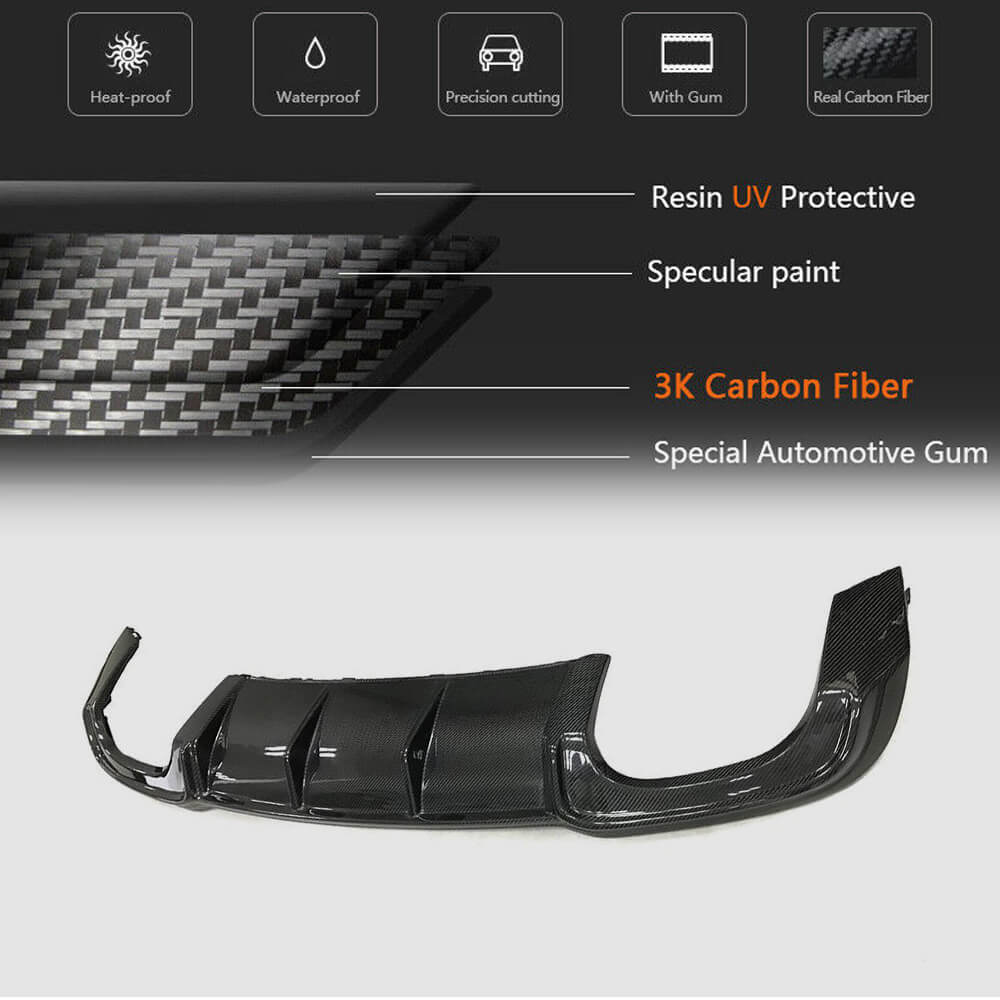 Rear bumper diffuser V5 (for S-Line SD 2017-2020, Carbon) for Audi A3 2012-2020 - image 5